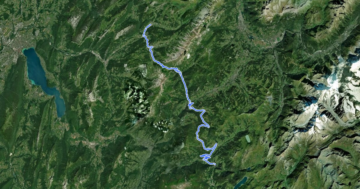 Маршрут Route des Grandes Alpes à vélo, étape 3, Le Grand-Bornand / Beaufort-sur-Doron на спутниковом снимке