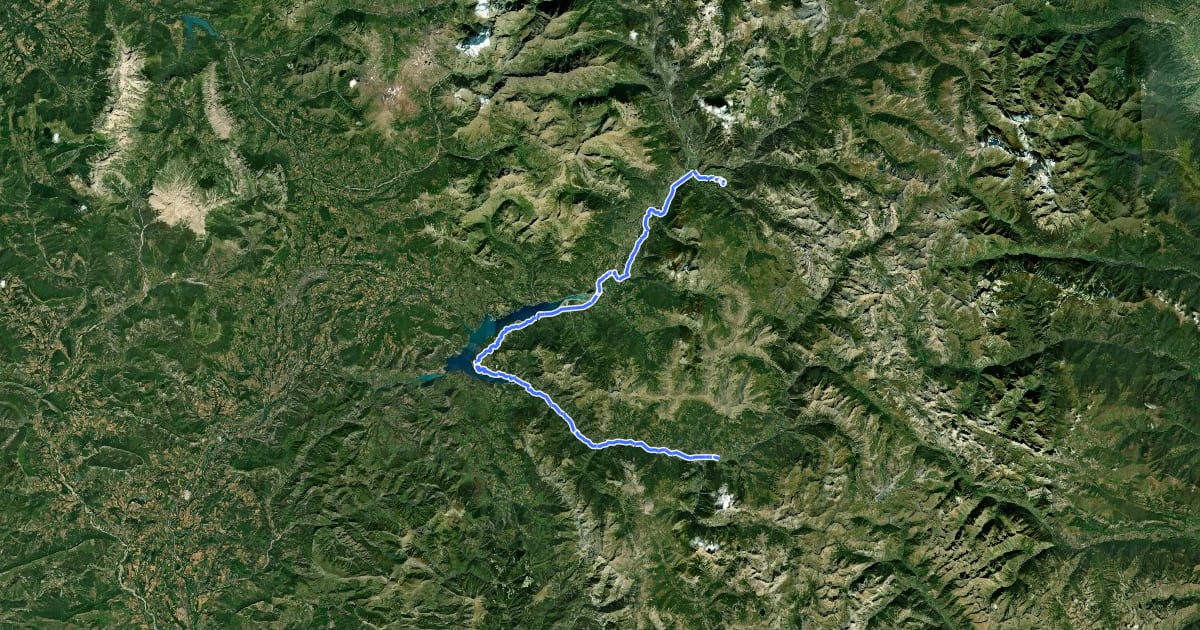 Маршрут Route des Grandes Alpes à vélo, variante Guillestre / Barcelonnette на спутниковом снимке