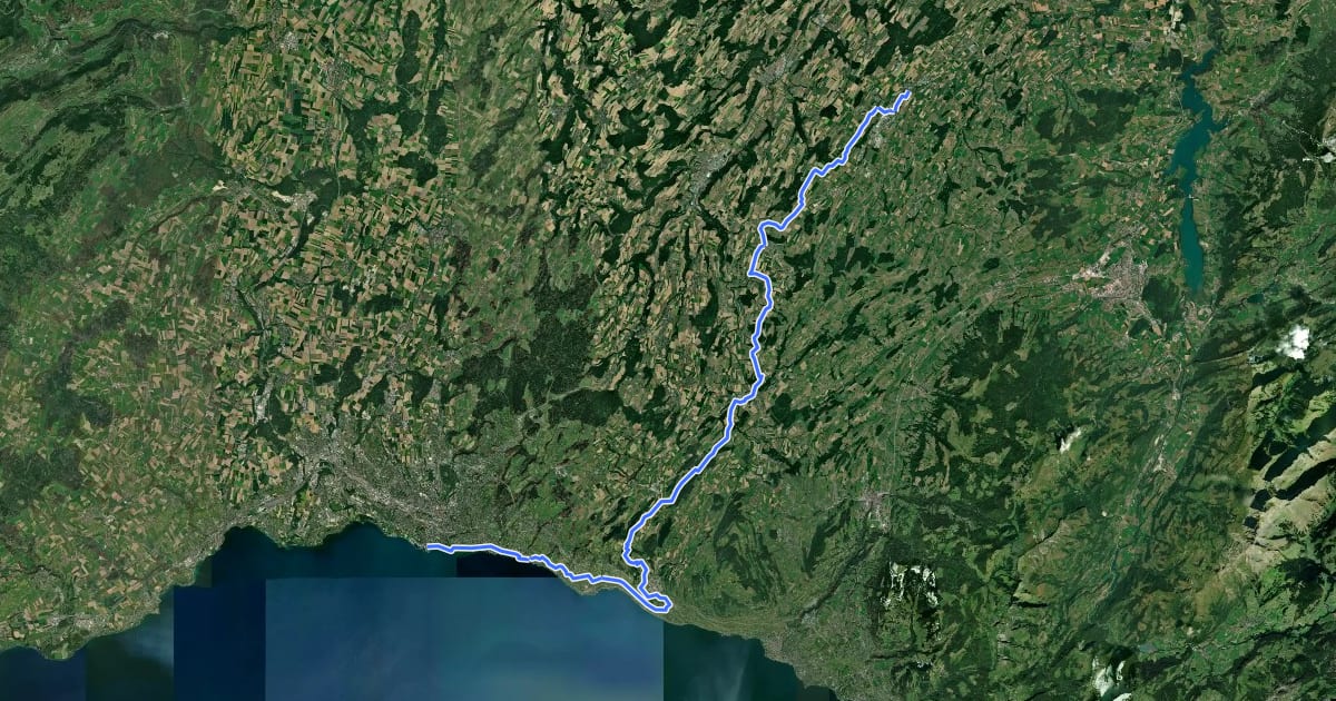 Маршрут Route du Coeur на спутниковом снимке