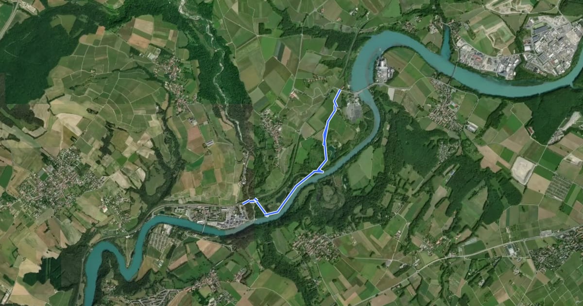 Маршрут Route du Rhône - Alternative pour l'étape 8 на спутниковом снимке