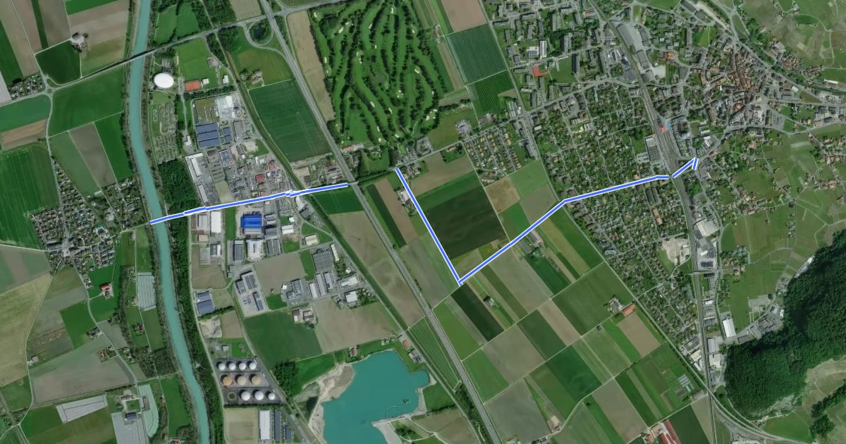 Маршрут Route du Rhône - Voie d'accès (Étape 5-Aigle) на спутниковом снимке