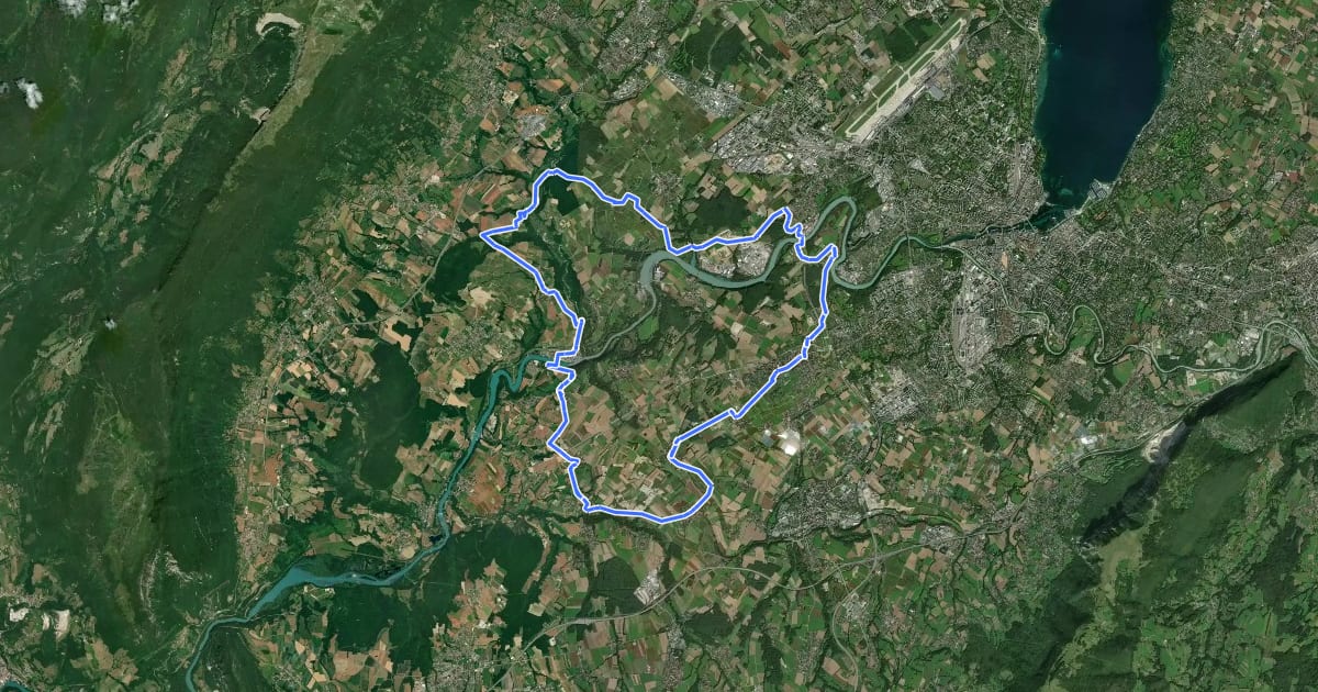 Маршрут Route du Vignoble genevois на спутниковом снимке