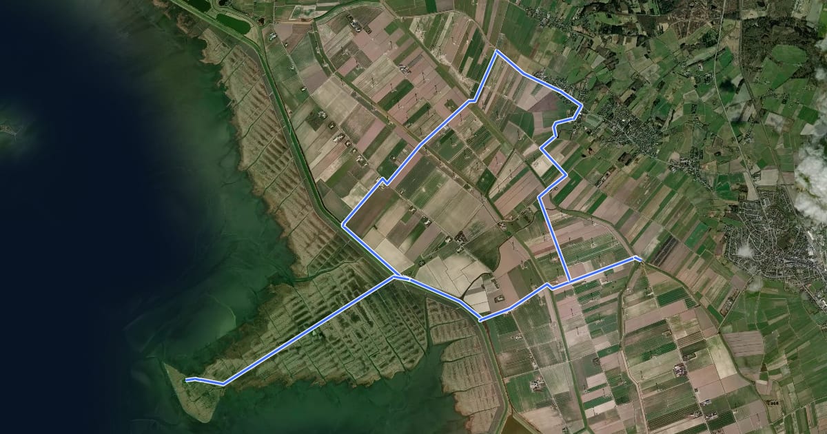 Маршрут Route durch die Köge на спутниковом снимке