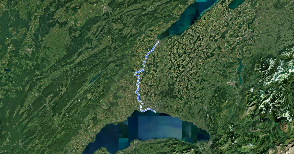 Маршрут Route Mittelland на спутниковом снимке