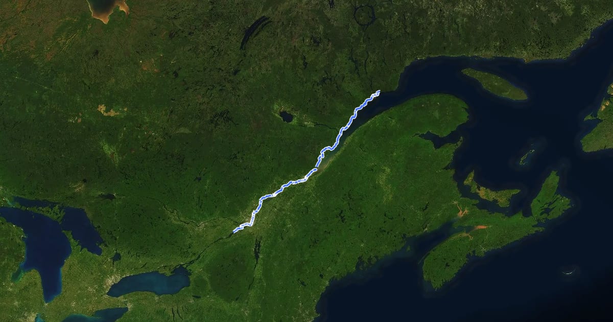 Маршрут Route Verte 5 на спутниковом снимке