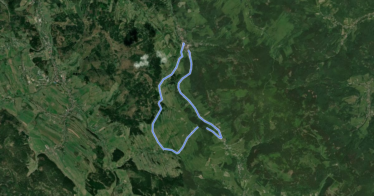 Маршрут Rowerowa 500 - W1 на спутниковом снимке