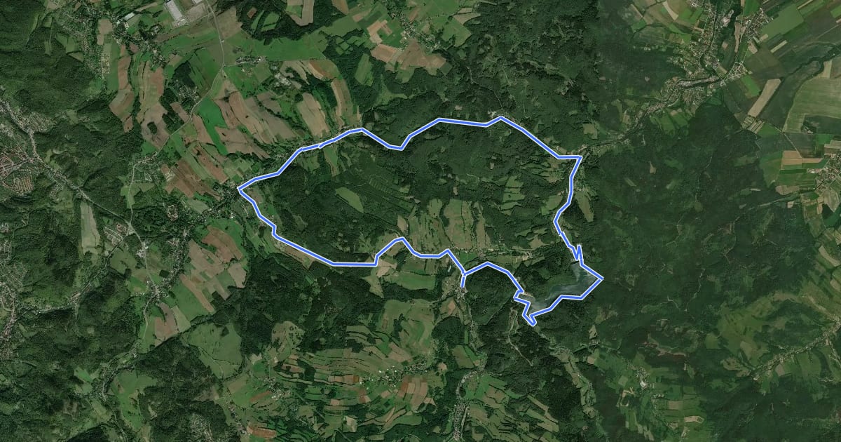 Маршрут Rowerowa 500 - W4 на спутниковом снимке