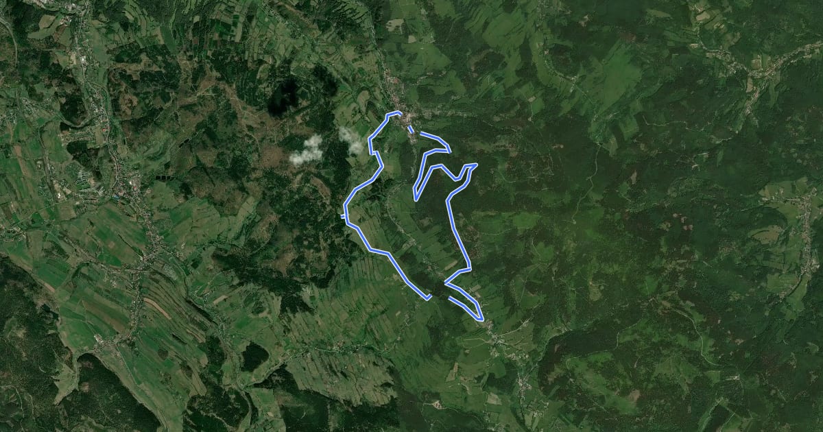 Маршрут Rowerowa 500 - W6 на спутниковом снимке