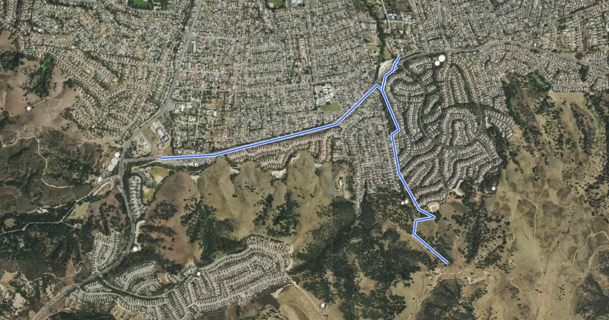 Маршрут Rowland Heights Loop Trail на спутниковом снимке