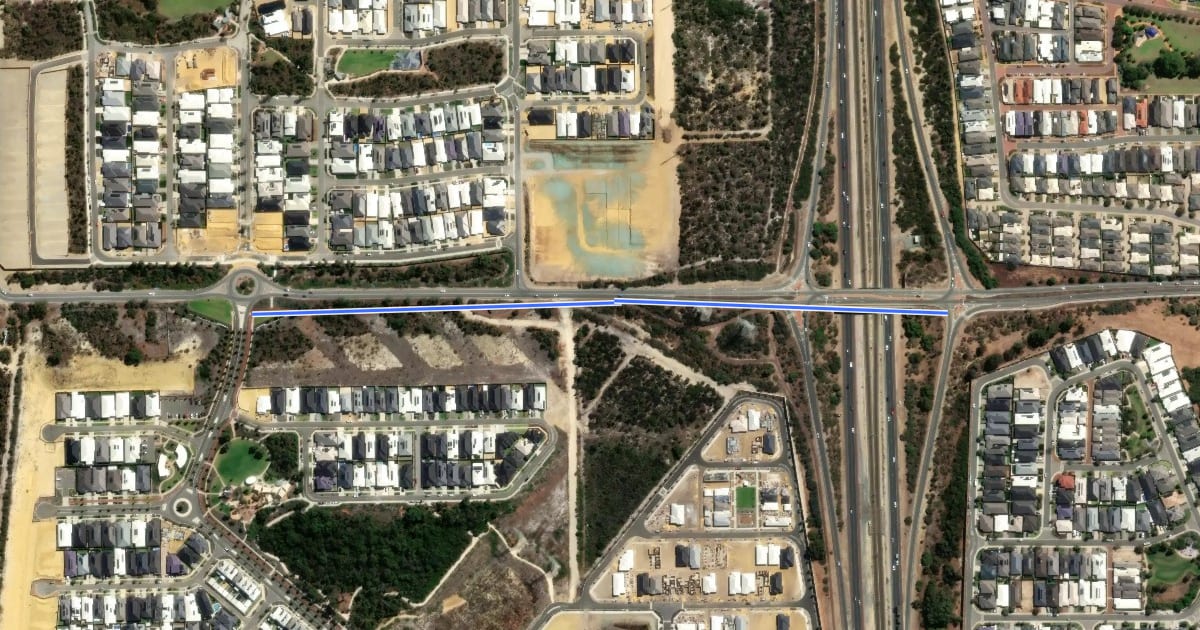 Маршрут Rowley Road Shared Path на спутниковом снимке