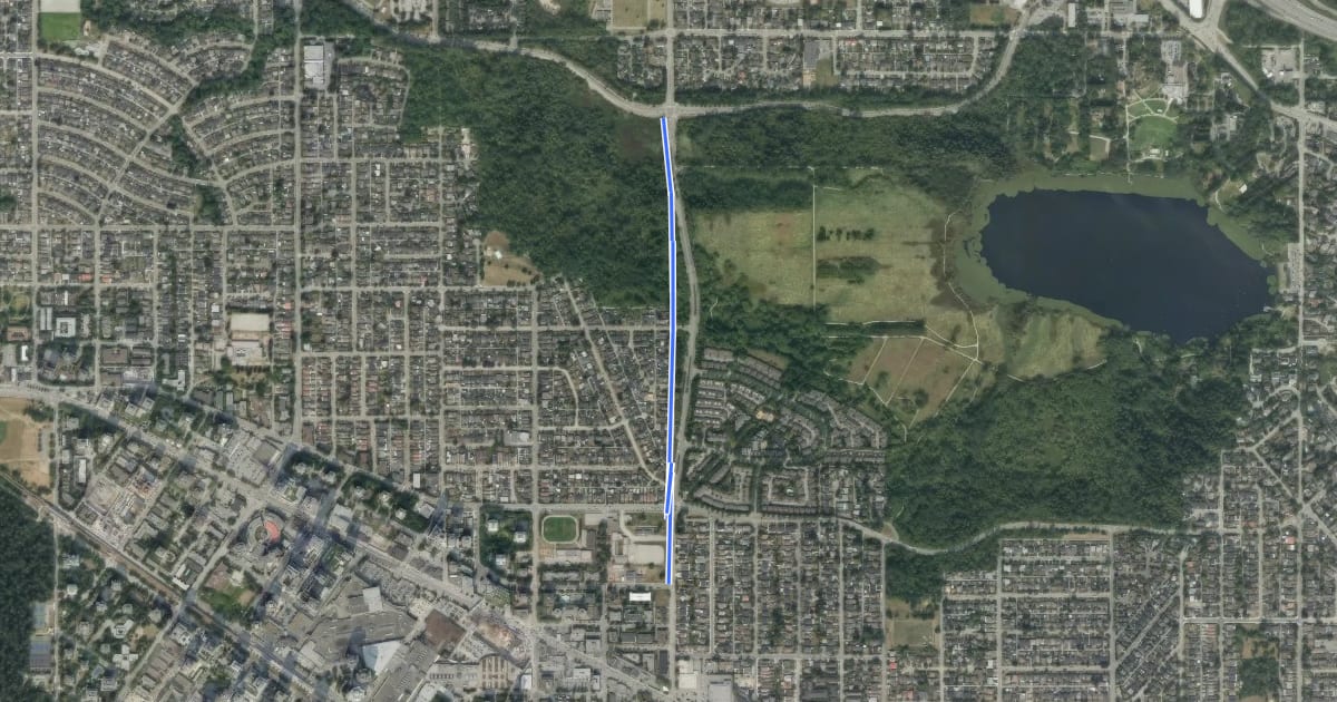 Маршрут Royal Oak Avenue на спутниковом снимке