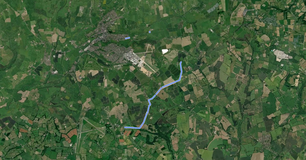 Маршрут Royal Shrovetide Challenge Walk (down'ards) на спутниковом снимке