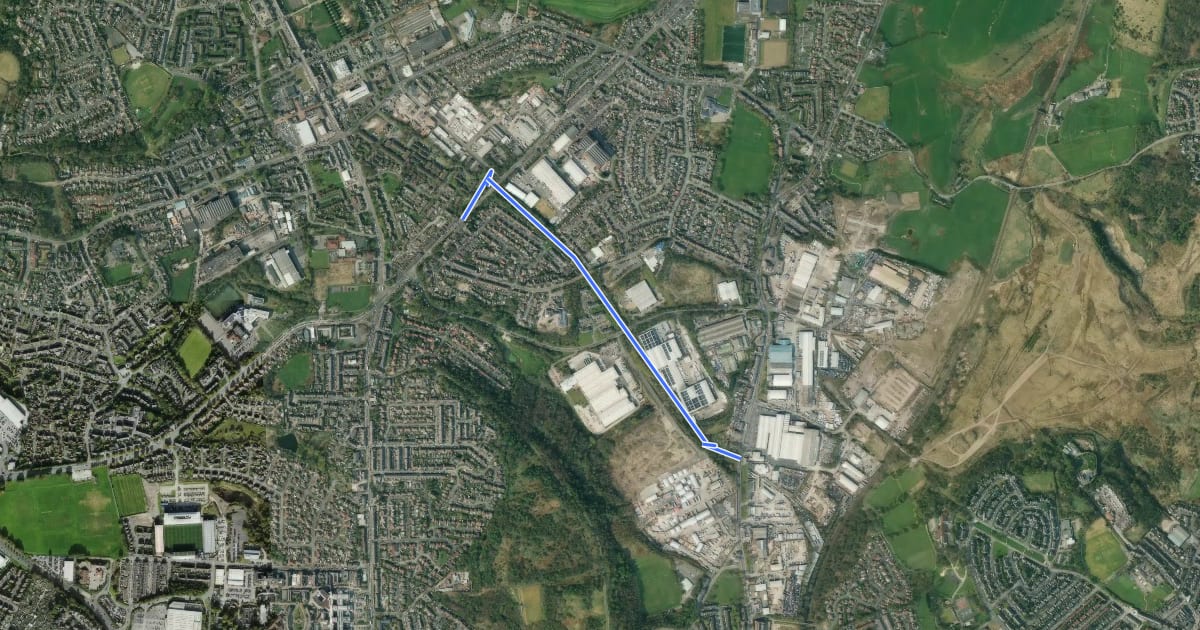 Маршрут Royton Branch Cycleway на спутниковом снимке