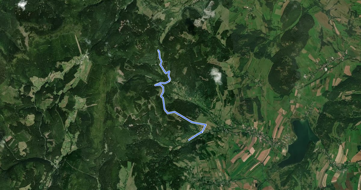 Маршрут Rozdroże Kowarskie - Schronisko Srebrny Potok на спутниковом снимке