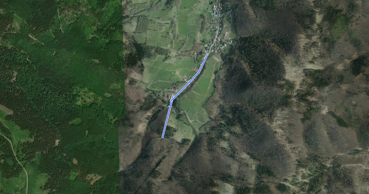 Маршрут Rozdroże nad Kamionkami – Kamionki Górne на спутниковом снимке