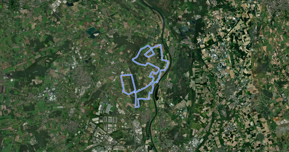 Маршрут Rozenfietsroute Lottum на спутниковом снимке