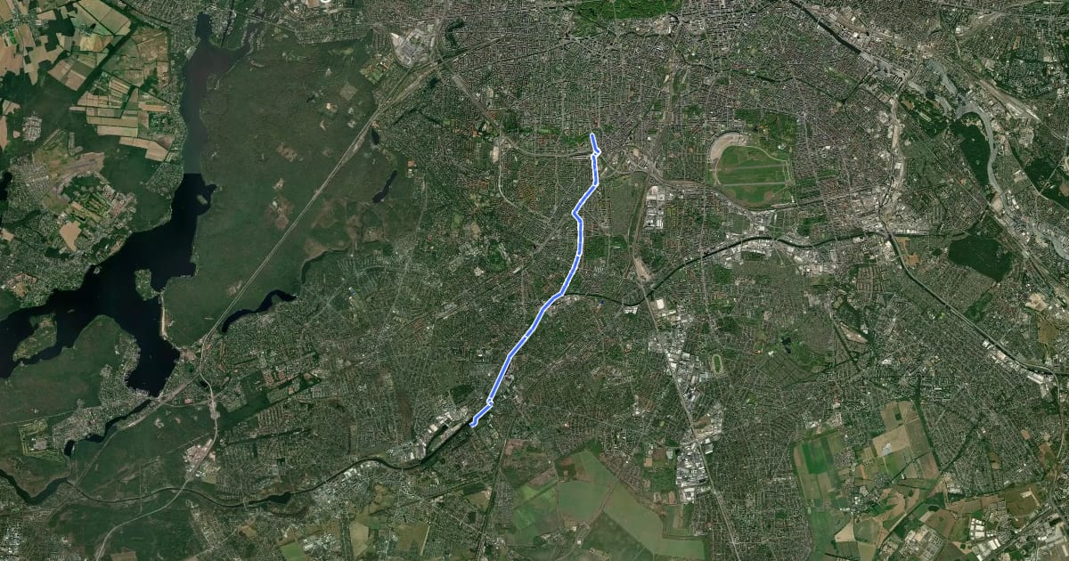 Маршрут RR12 - Teltow-Route на спутниковом снимке