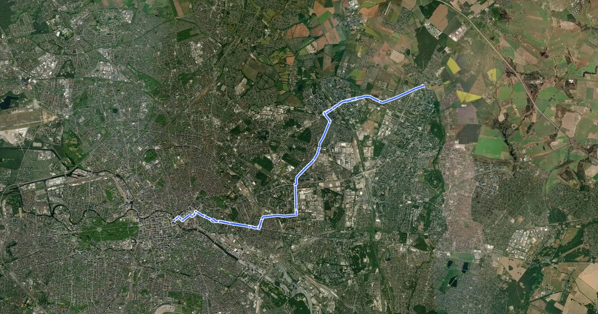 Маршрут RR7 - Hohenschönhausen-Route на спутниковом снимке