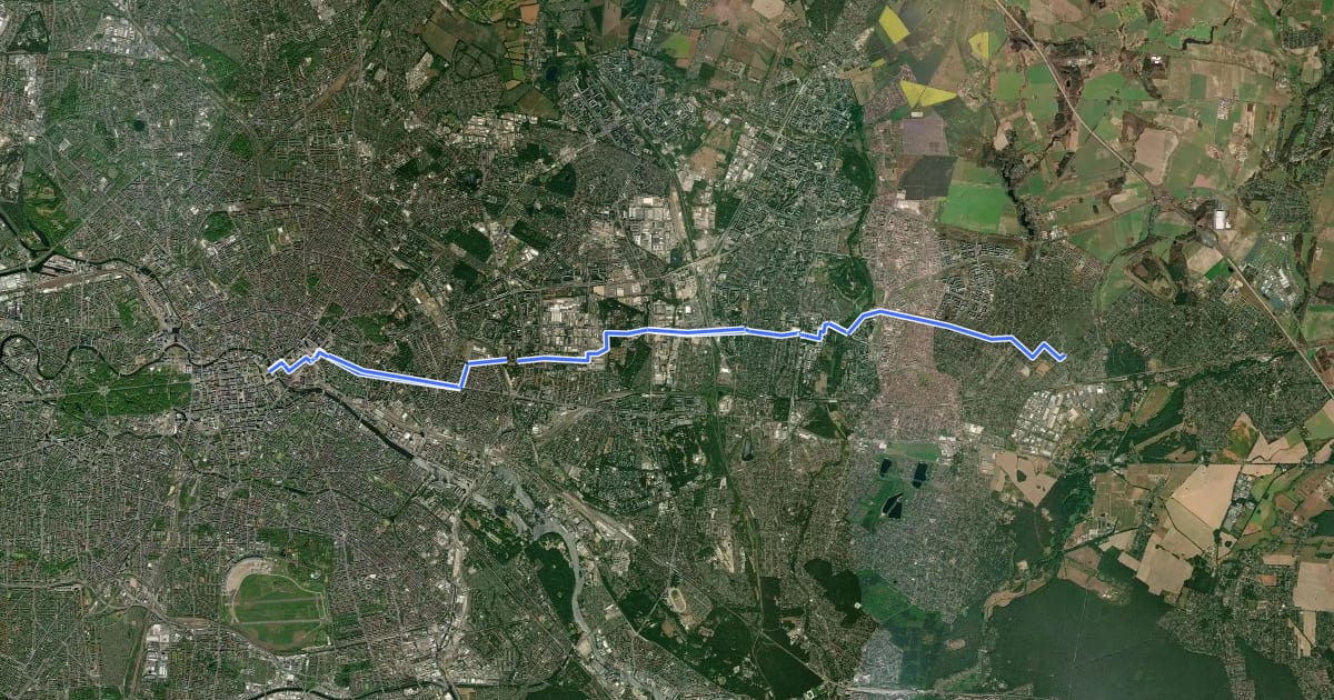 Маршрут RR8 - Hellersdorf-Route на спутниковом снимке