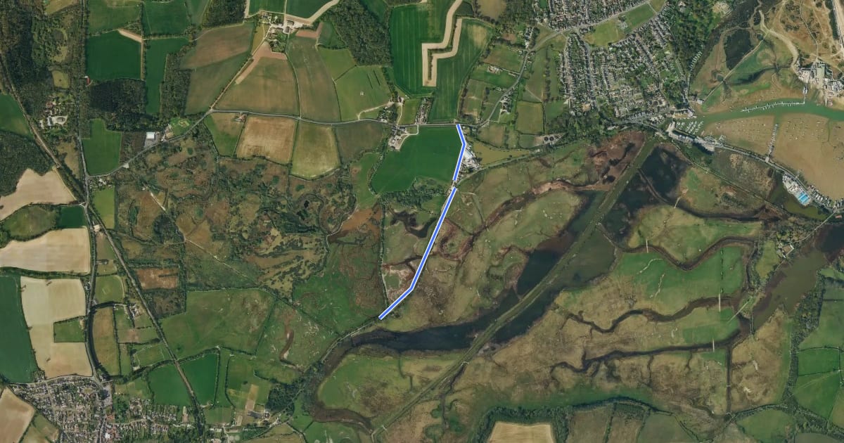 Маршрут RSPB Brading Marshes на спутниковом снимке