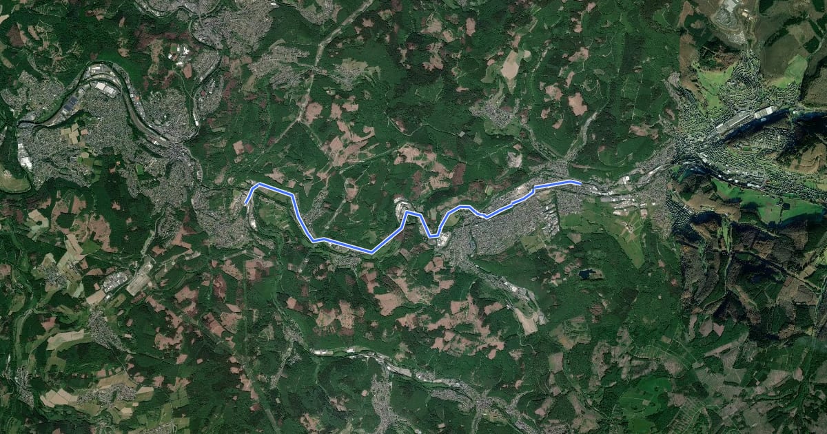 Маршрут RSW (SI-56) Neunkirchen - (AK-xx) Betzdorf-Alsdorf на спутниковом снимке