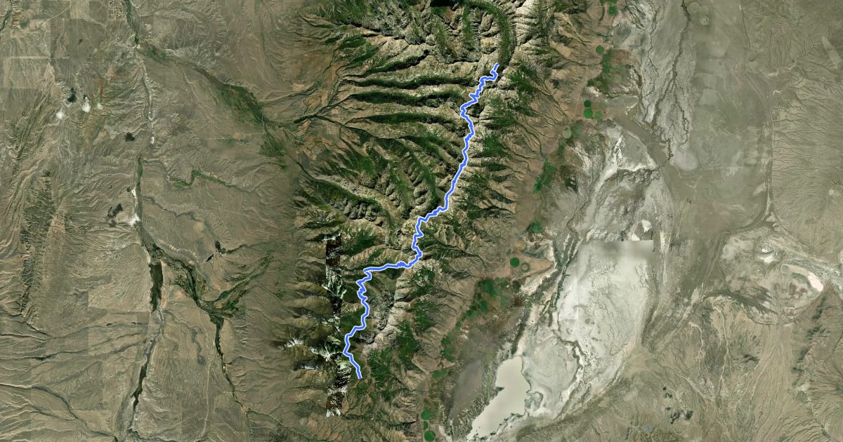 Маршрут Ruby Crest National Recreation Trail на спутниковом снимке