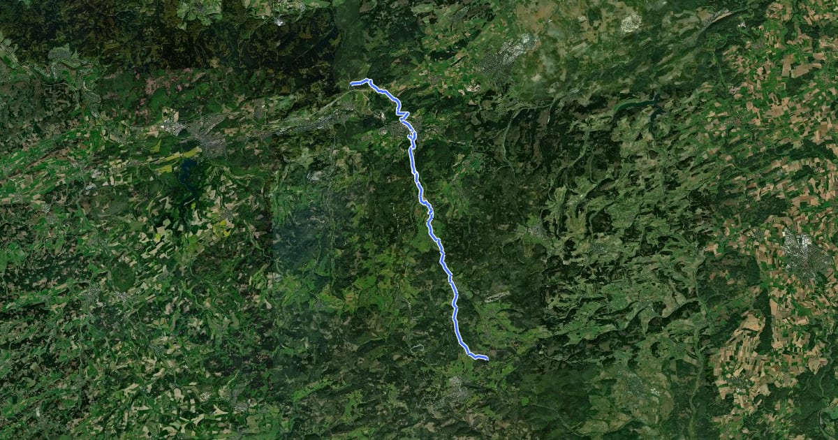 Маршрут Ruhrhöhenweg (Bestwig-Ruhrquelle) на спутниковом снимке