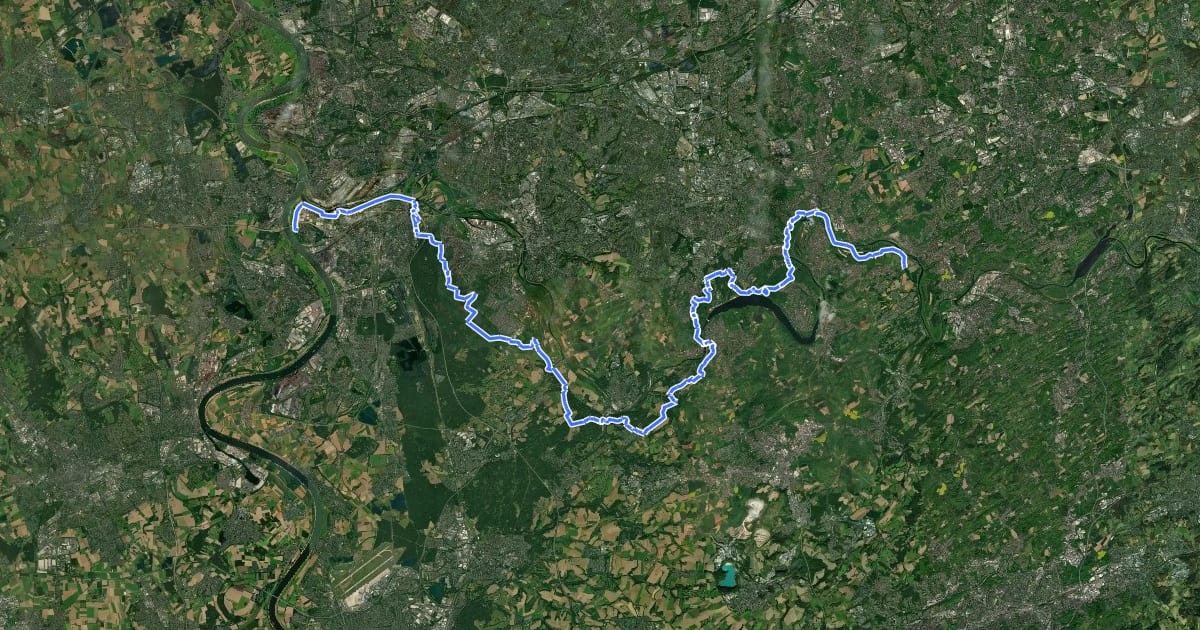 Маршрут Ruhrhöhenweg (Duisburg-Essen) на спутниковом снимке