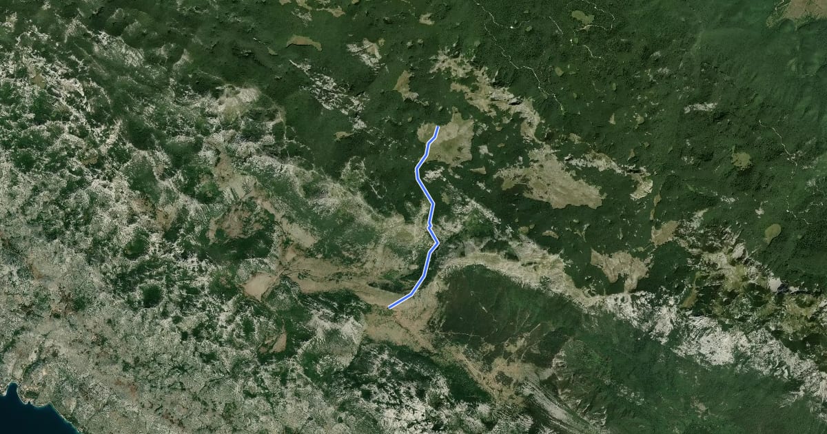 Маршрут Rujno - Oglavinovac на спутниковом снимке