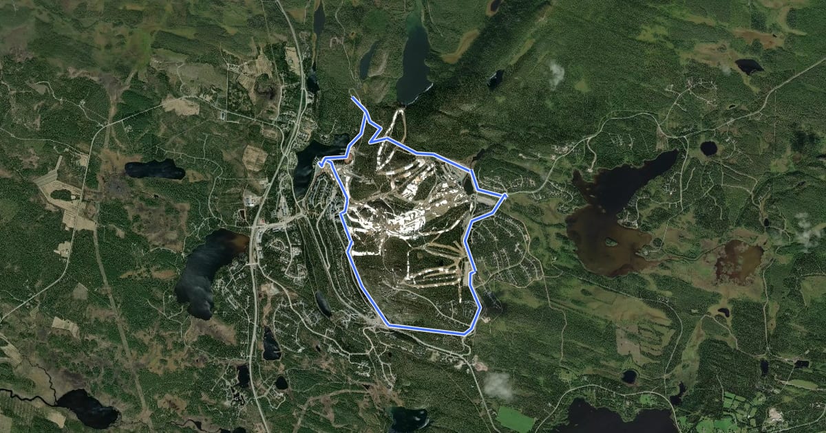 Маршрут Ruka Circle Route на спутниковом снимке