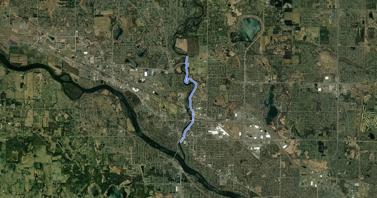 Маршрут Rum River Regional Trail на спутниковом снимке
