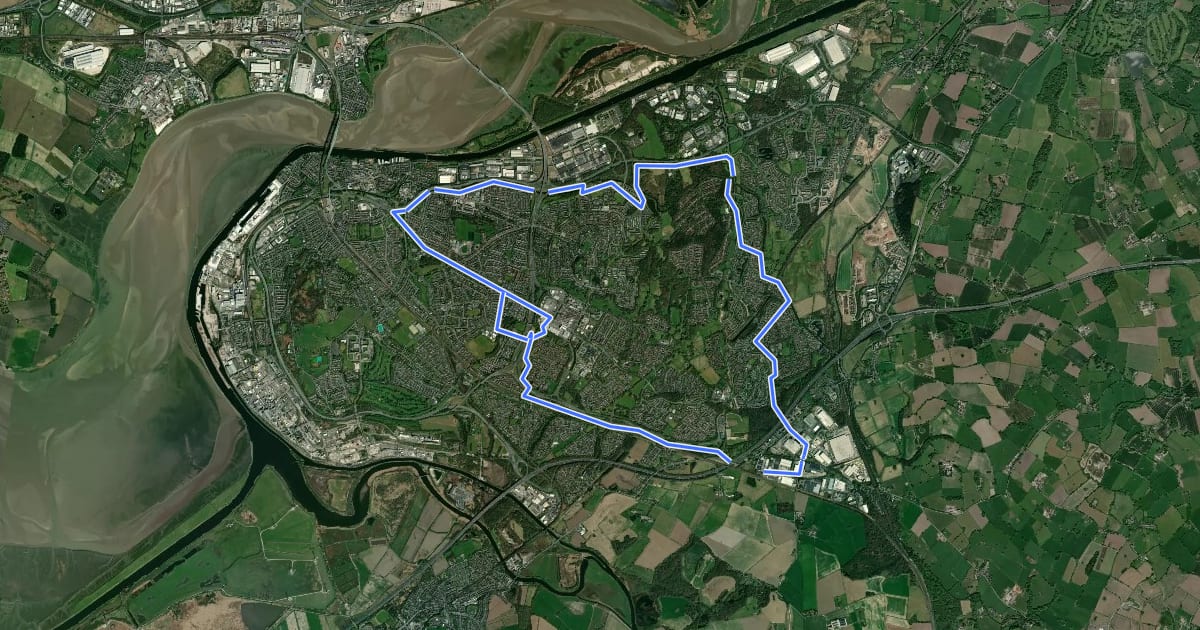 Маршрут Runcorn Loop на спутниковом снимке