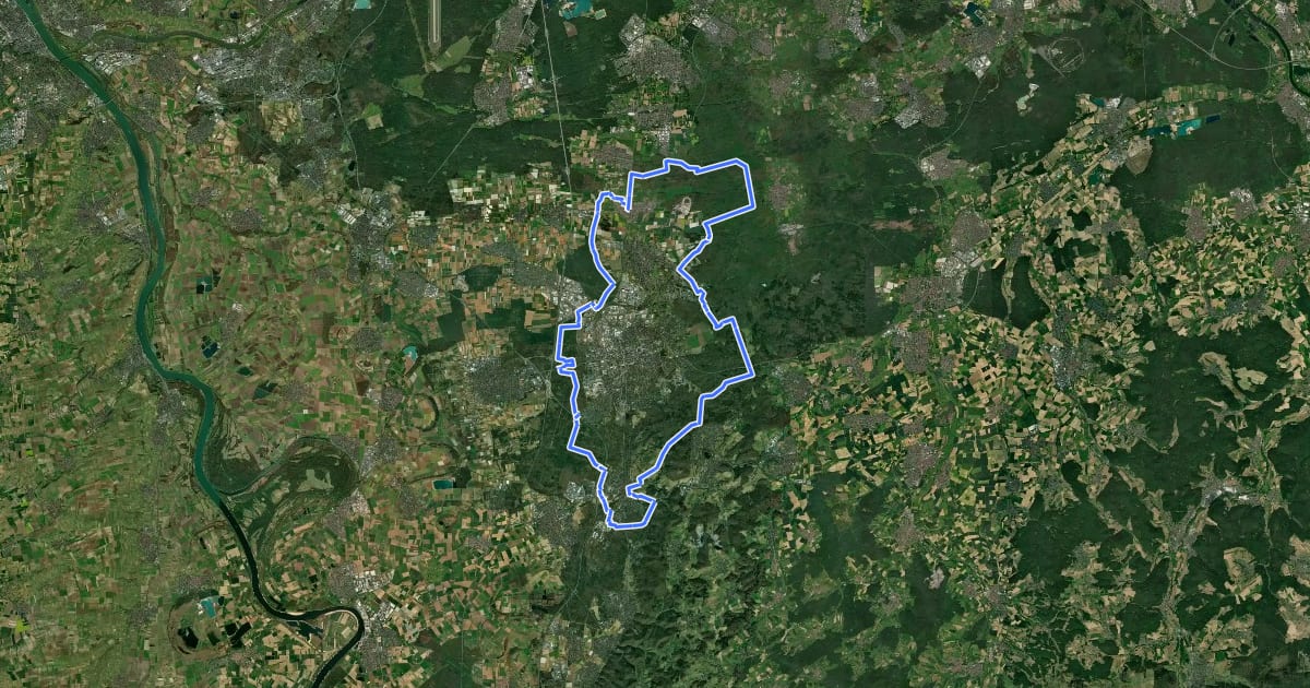 Маршрут Rund um Darmstadt на спутниковом снимке