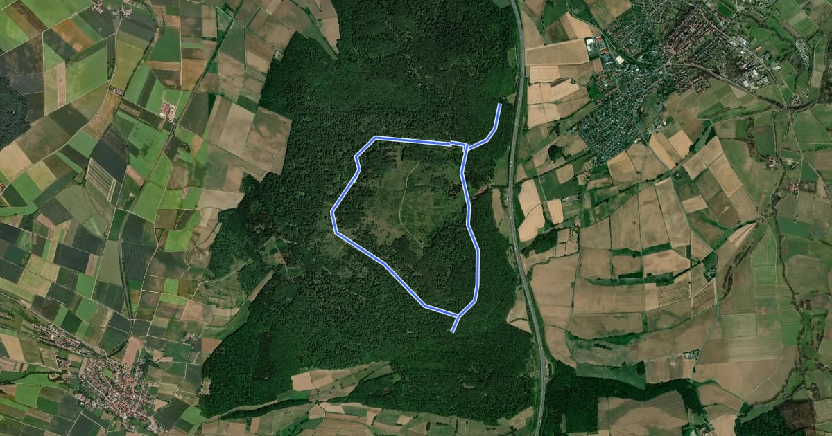 Маршрут "Rund um den Bärenberg": Rundwanderweg 2 des Naturpark Habichtswald на спутниковом снимке