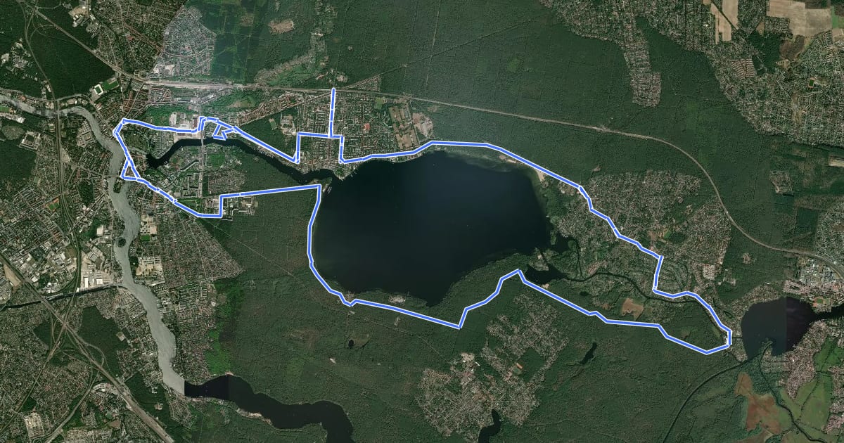 Маршрут Rund um den Müggelsee на спутниковом снимке