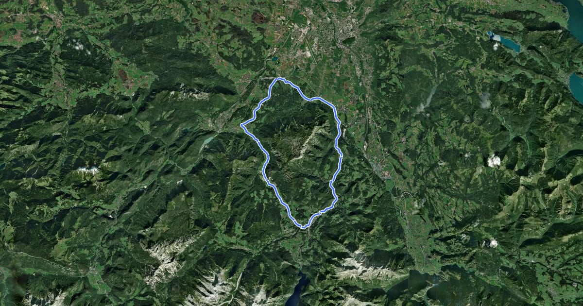 Маршрут Rund um den Untersberg на спутниковом снимке