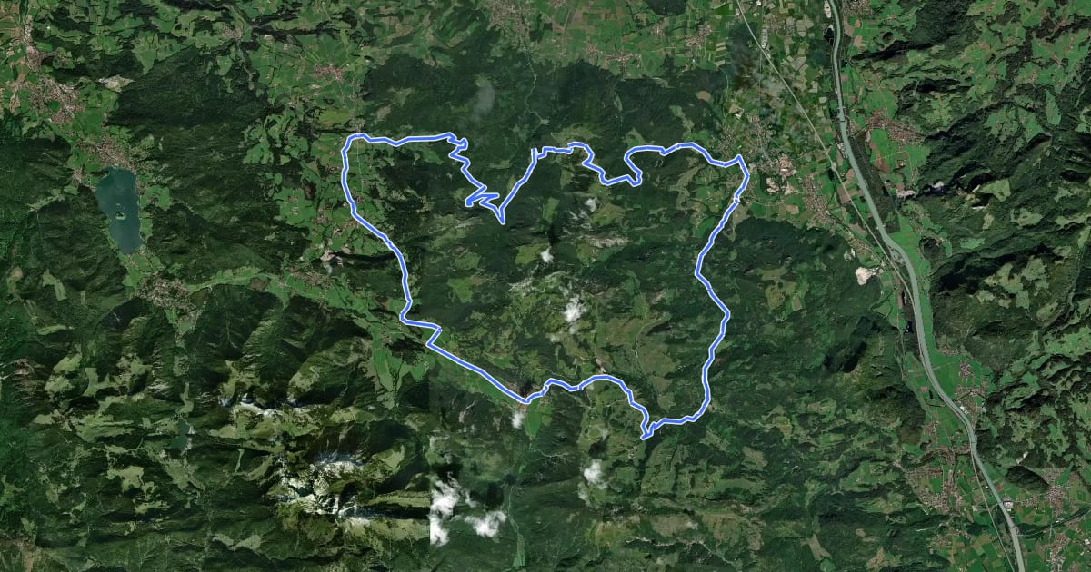 Маршрут Rund um den Wendelstein на спутниковом снимке