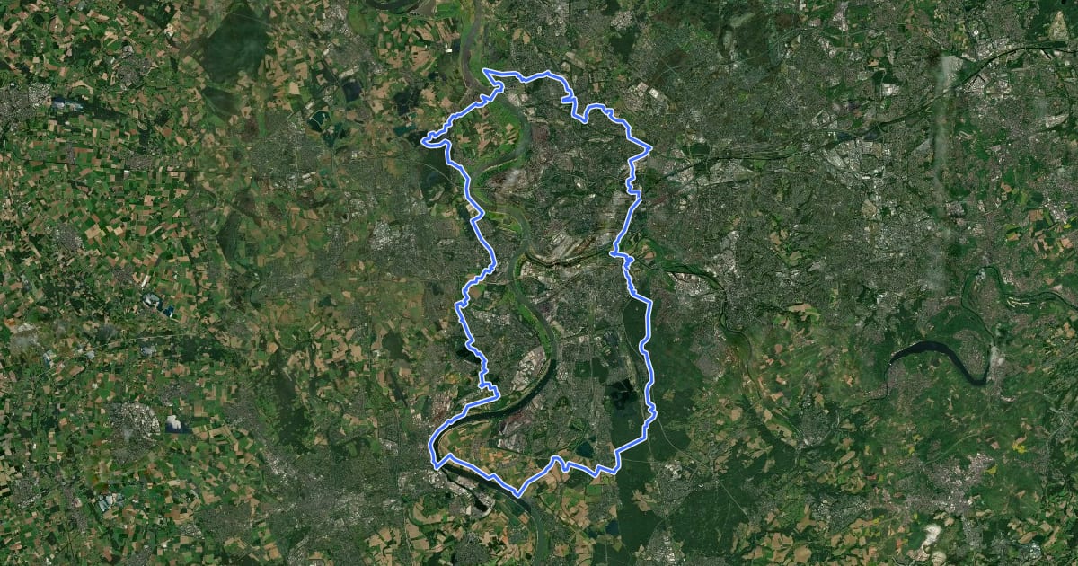 Маршрут Rund um Duisburg на спутниковом снимке