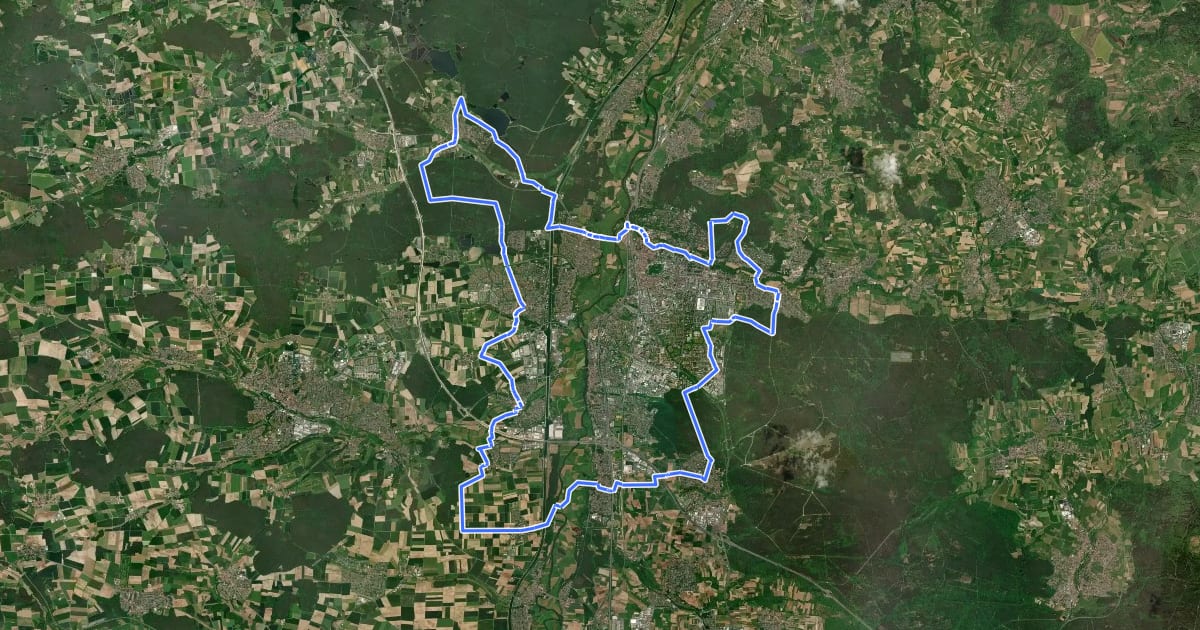 Маршрут Rund um Erlangen на спутниковом снимке