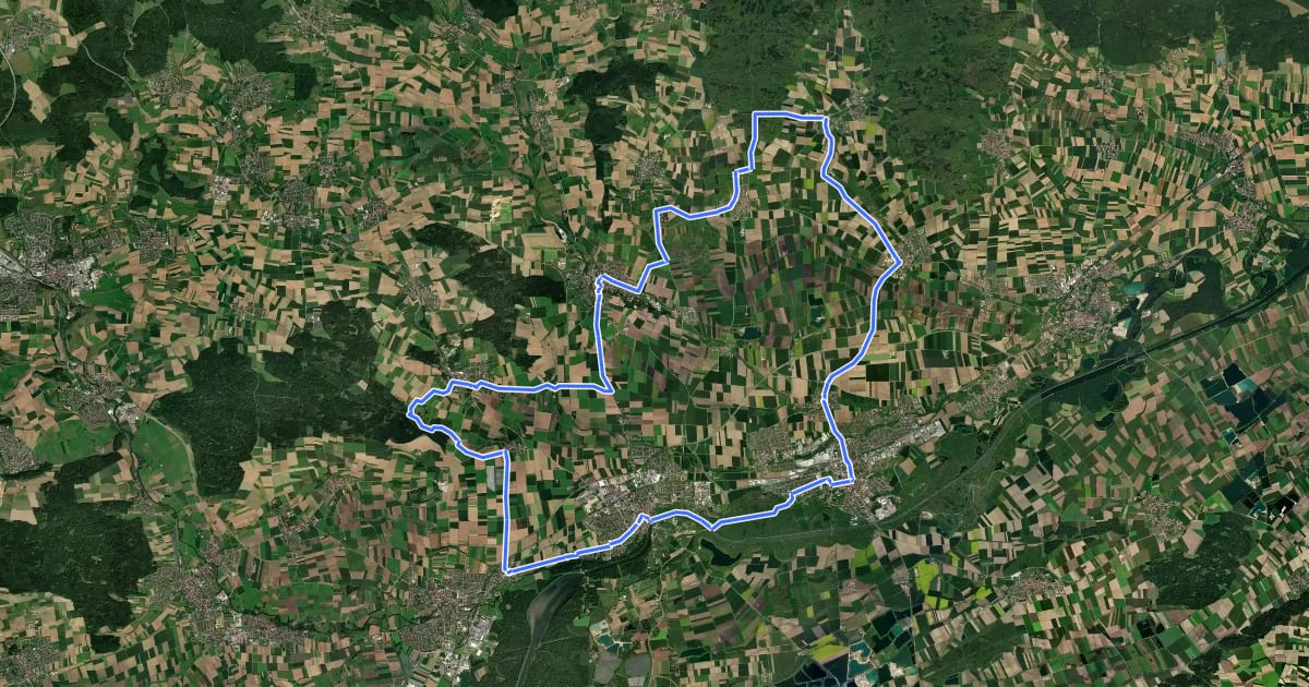 Маршрут Rund um's Schwäbische Rom – Route 7 на спутниковом снимке
