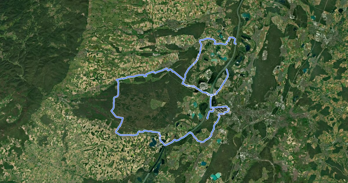 Маршрут Rundradweg PAMINA-Rheinpark Nord на спутниковом снимке