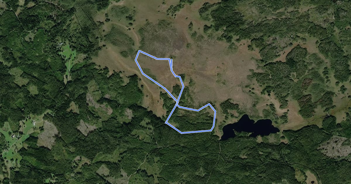 Маршрут Rundslinga Kärnskogsmossen, Östgötaleden на спутниковом снимке