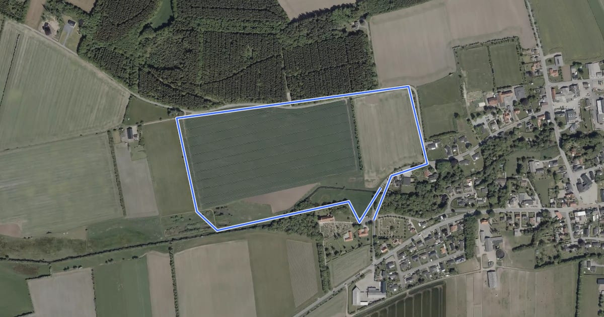 Маршрут Rundt om Hellevad, rød rute на спутниковом снимке