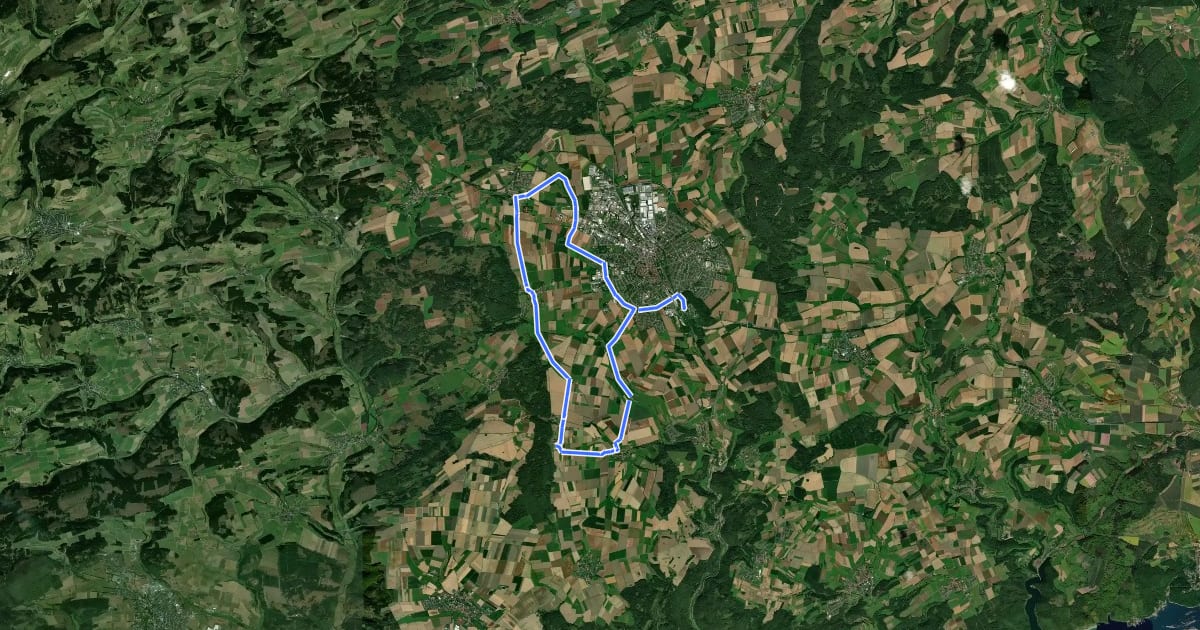 Маршрут Rundtour Korbacher Hochfläche на спутниковом снимке