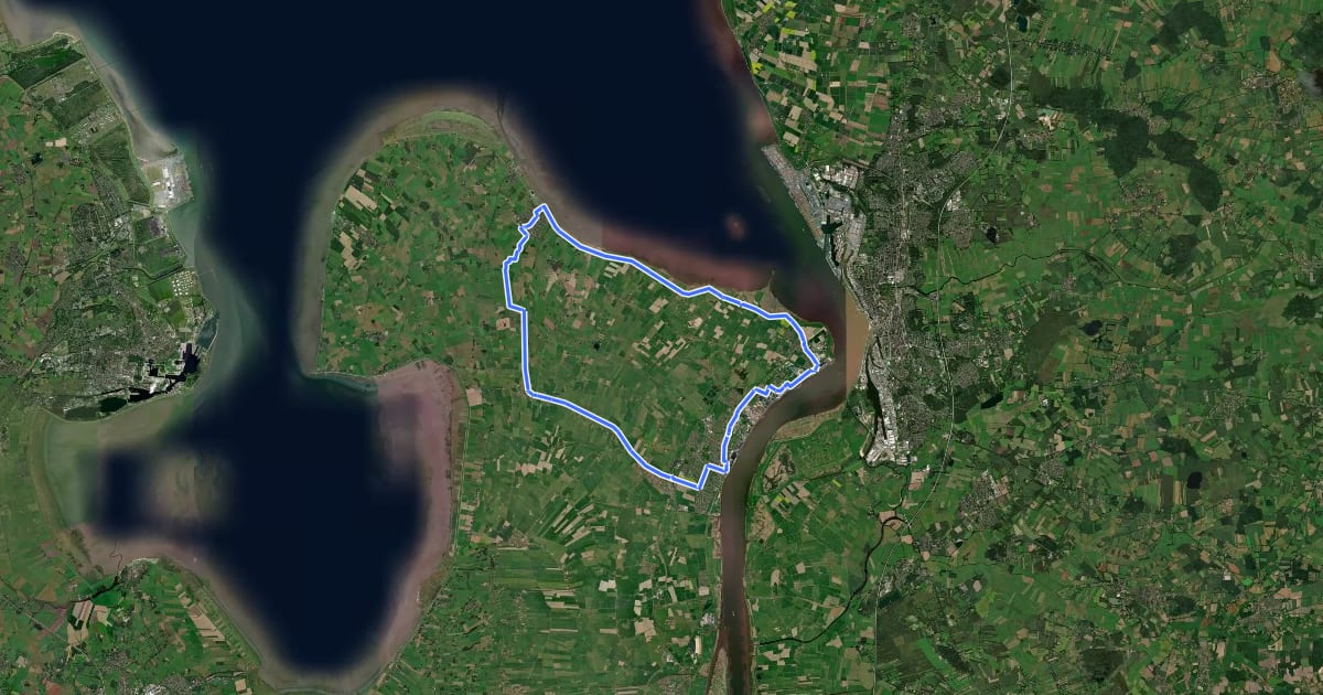 Маршрут Rundtour Nordenham-Burhave-Nordenham на спутниковом снимке