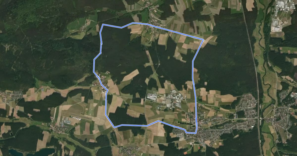 Маршрут Rundwanderweg 1 Büchenbach на спутниковом снимке