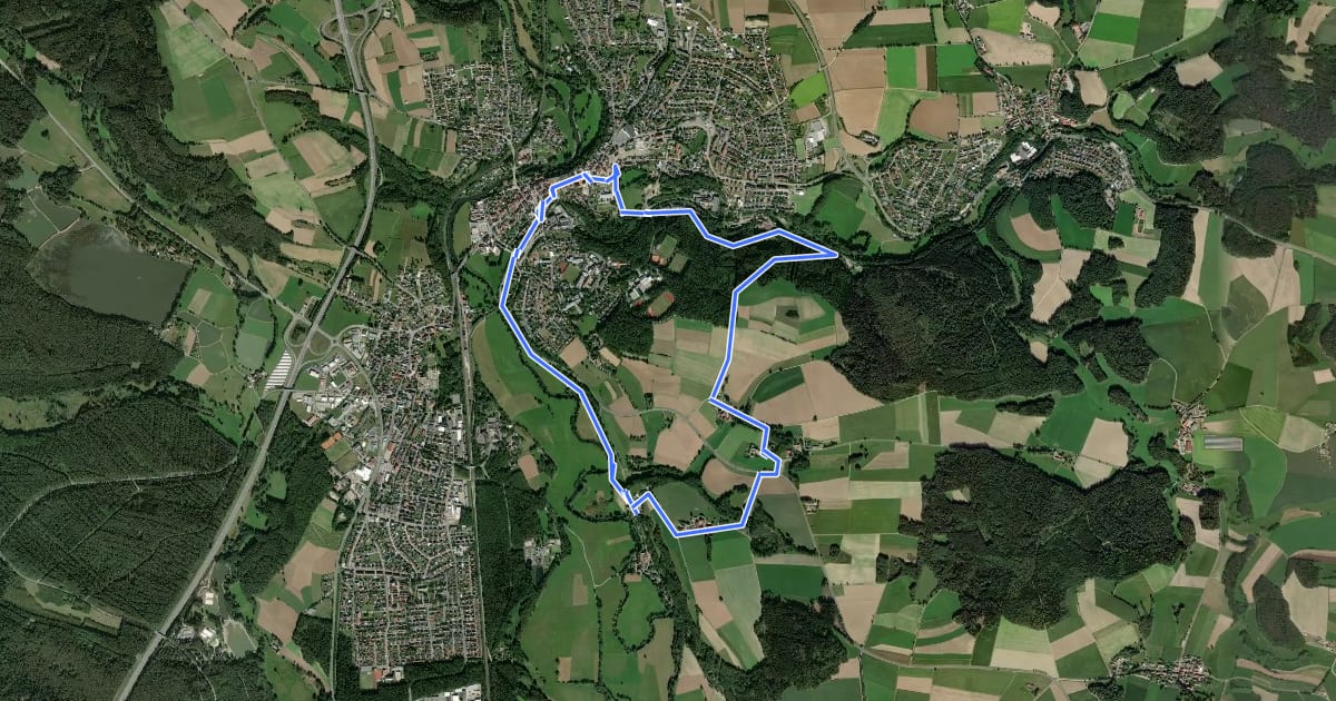 Маршрут Rundwanderweg 1 - Harlesberg на спутниковом снимке