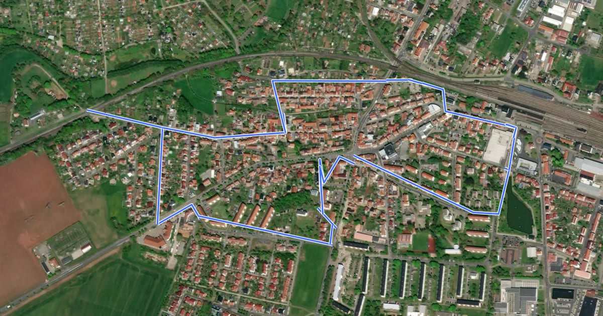 Маршрут Rundwanderweg 1 (Leinefelde) на спутниковом снимке