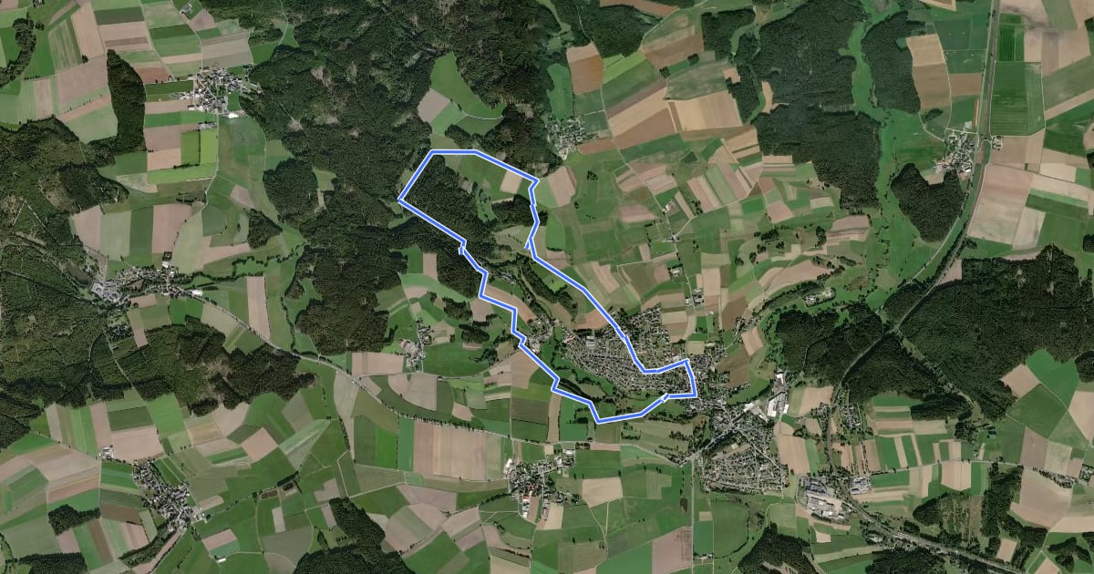 Маршрут Rundwanderweg 1 Röslau на спутниковом снимке