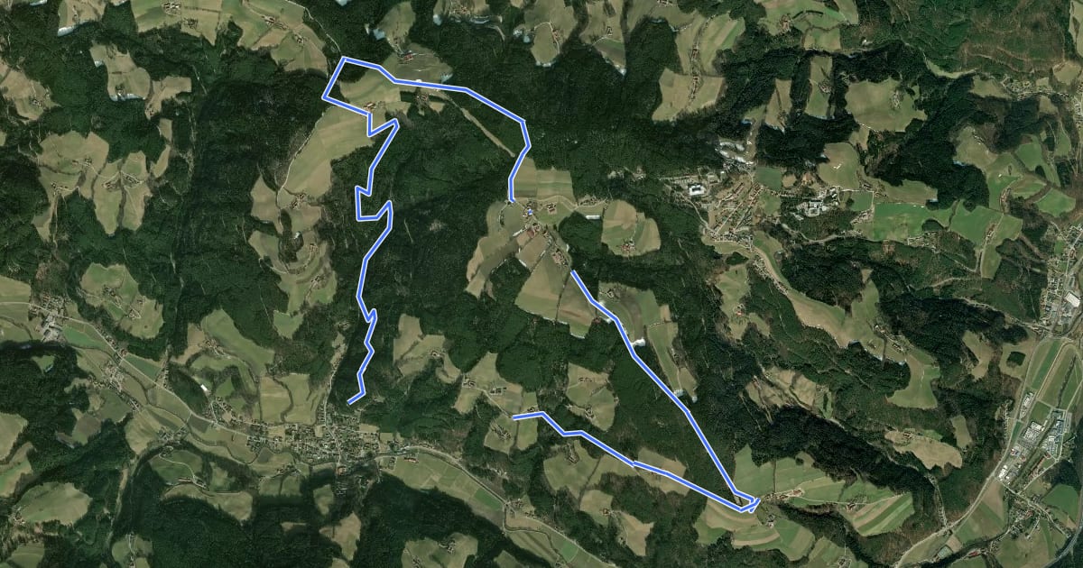 Маршрут Rundwanderweg 10 (Urban-Kapelle - Feistritz - Grottendorf - Hollabrunn - Urban-Kapelle) на спутниковом снимке